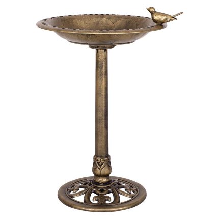 Giantex 28 Inch Height Pedestal Bird Bath Feeder Freestanding Antique Outdoor Garden Yard Patio Decor - Copper