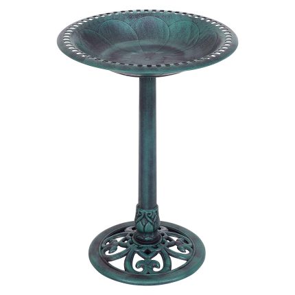 Giantex 28 Inch Height Pedestal Bird Bath Feeder Freestanding Antique Outdoor Garden Yard Patio Decor - Green