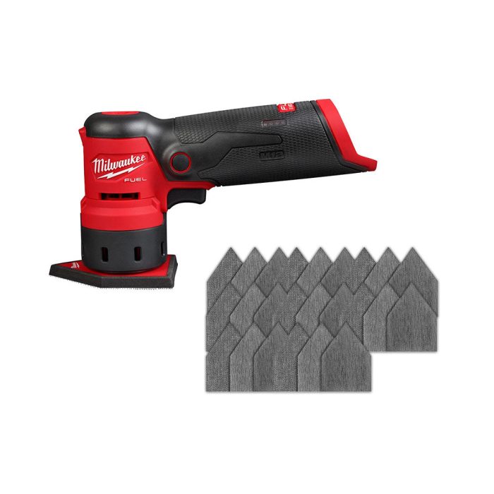 Milwaukee 2531-20 M12 FUEL 12V Detail Sander w/24PC Assorted Mesh Sanding Sheets - Image 1