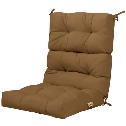4.5 Inch Thick Outdoor High Back Chair Pads | Tufted Patio Cushion - Brown 1