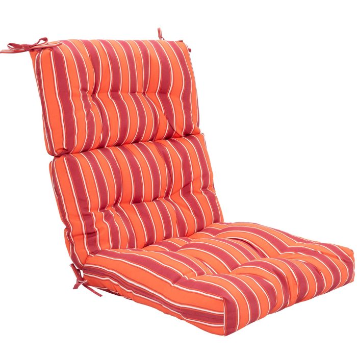 4.5 Inch Thick Outdoor High Back Chair Pads | Tufted Patio Cushion - Red & Orange 1 - Image 1