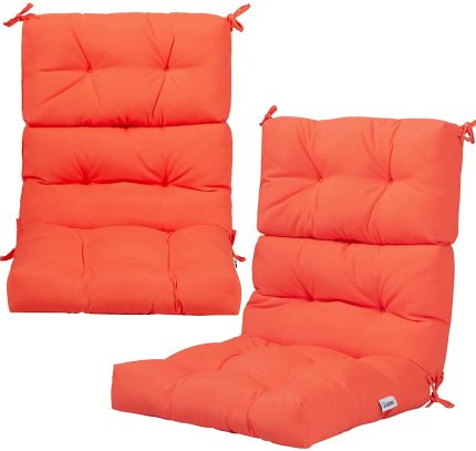 4.5 Inch Thick Outdoor High Back Chair Pads | Tufted Patio Cushion - Orange 2
