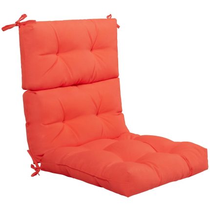 4.5 Inch Thick Outdoor High Back Chair Pads | Tufted Patio Cushion - Orange 1