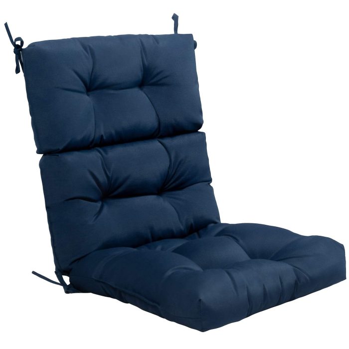 4.5 Inch Thick Outdoor High Back Chair Pads | Tufted Patio Cushion - Navy 1 - Image 1