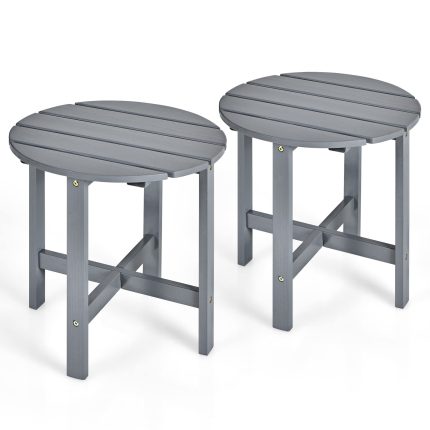 Patio Side Table 18" Outdoor Bistro Table with Stable Cruciform Structure - Grey 2
