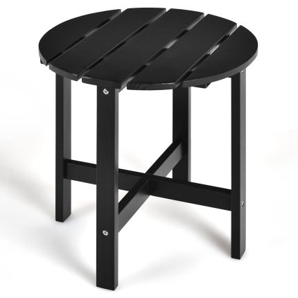 Patio Side Table 18" Outdoor Bistro Table with Stable Cruciform Structure - Black 1