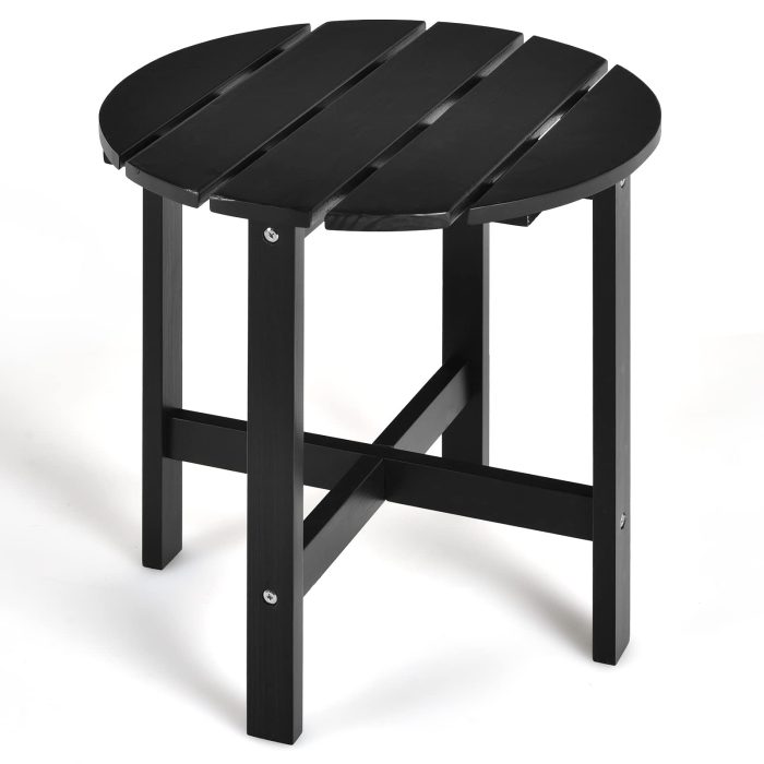 Patio Side Table 18" Outdoor Bistro Table with Stable Cruciform Structure - Black 1 - Image 1
