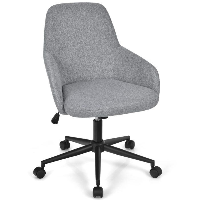 Fabric Office Chair, Upholstered Linen Leisure Chair - Image 1