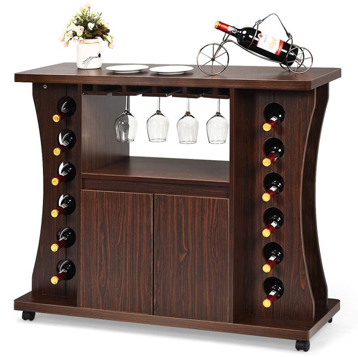 Buffet Server, Rolling Sideboard, Wood Credenza, Console Table - Image 1