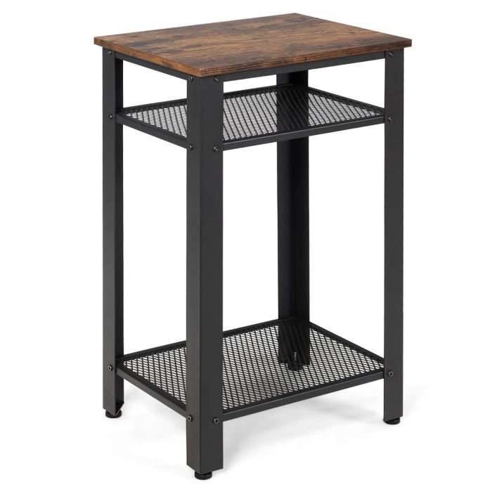 Side Table Industrial 3-Tier W/Mesh Shelves - 1 - Image 1
