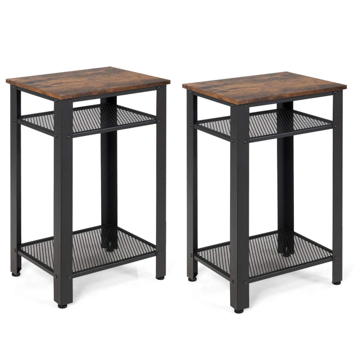 Side Table Industrial 3-Tier W/Mesh Shelves - 2 - Image 1