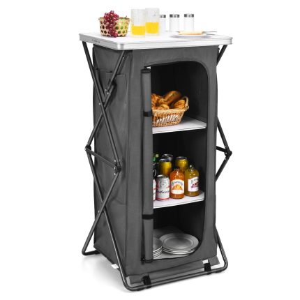 Folding Camping Storage Cabinet with 3 Shelves and Carry Bag - 47''H