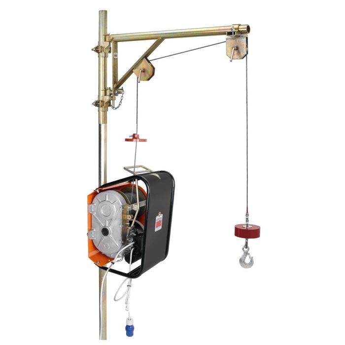 110v Electric Hoist 200kg Capacity, 2 x 30m Cable with Support Arm and Bracket - Image 1