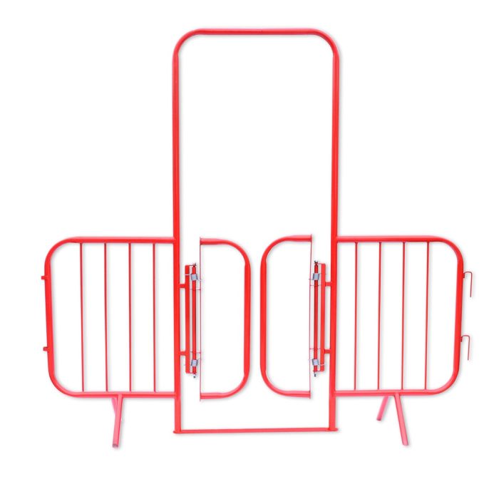 Heavy Duty Walk Through Gated Saloon Pedestrian Barrier - Powder Coated Red - Image 1