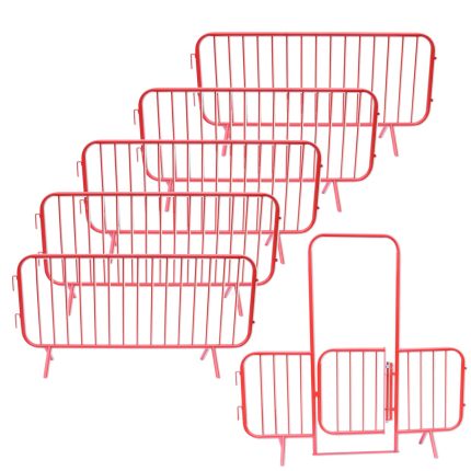Heavy Duty Pedestrian Barrier & Walk Through Gate - Powder Coated Red - 20 Pack