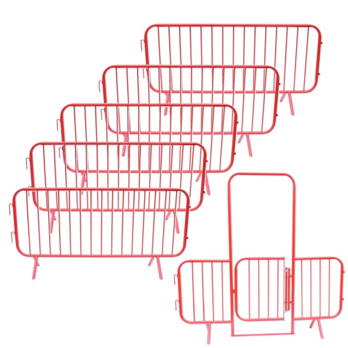 Heavy Duty Pedestrian Barrier & Walk Through Gate - Powder Coated Red - 50 Pack - Image 1