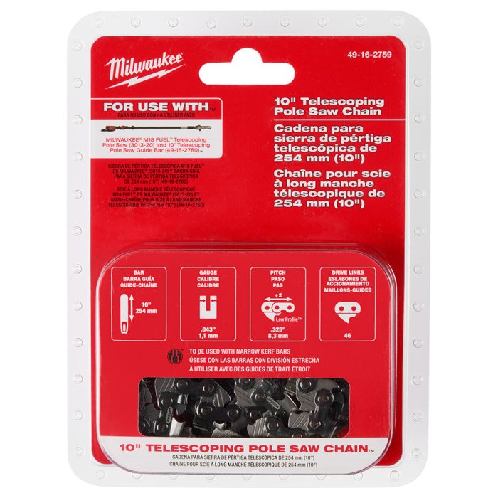 Milwaukee 49-16-2759 10" Telescoping Rust Resistance Pole Saw Chain - Image 1