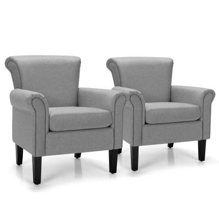 Giantex Modern Fabric Accent Chair, Comfy Living Room Chair w/Adjustable Foot Pads - Light Gray 2