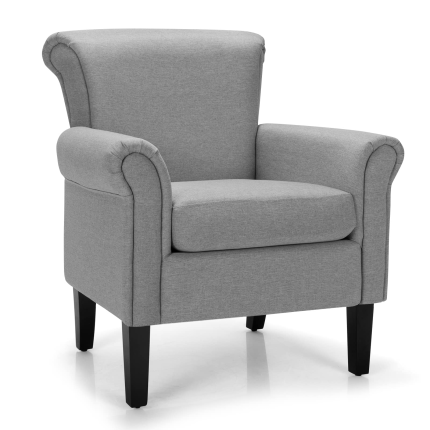 Giantex Modern Fabric Accent Chair, Comfy Living Room Chair w/Adjustable Foot Pads - Light Gray 1