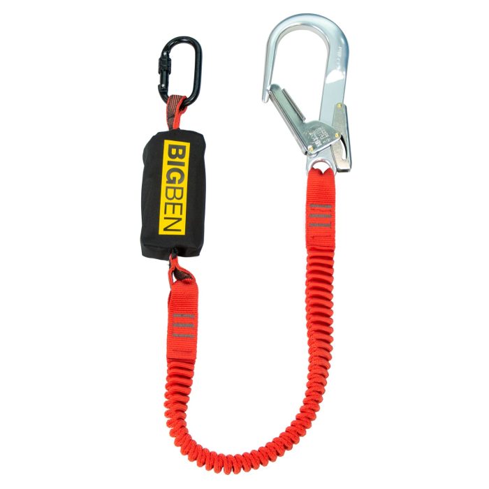 BIGBEN® BIGGUY Elasticated Fall Arrest Lanyard with Alloy Scaffold Hook - 1.75m - Image 1
