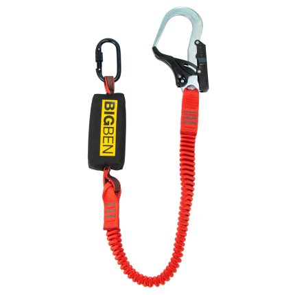 BIGBEN® BIGGUY Elasticated Fall Arrest Lanyard with Wide Opening Steel Scaffold Hook - 1.5m