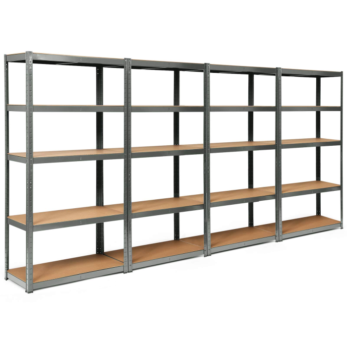 Giantex 2 Pieces Shelving Rack Storage Shelf Steel Garage Utility Rack 5-Shelf Adjustable Shelves - 4 Grey - Image 1