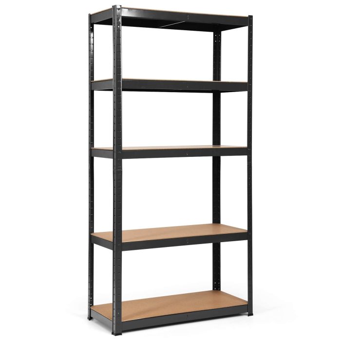 Giantex 2 Pieces Shelving Rack Storage Shelf Steel Garage Utility Rack 5-Shelf Adjustable Shelves - 1 Black - Image 1