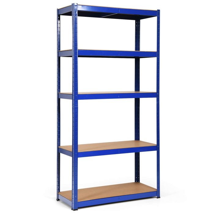 Giantex 2 Pieces Shelving Rack Storage Shelf Steel Garage Utility Rack 5-Shelf Adjustable Shelves - 1 Blue - Image 1