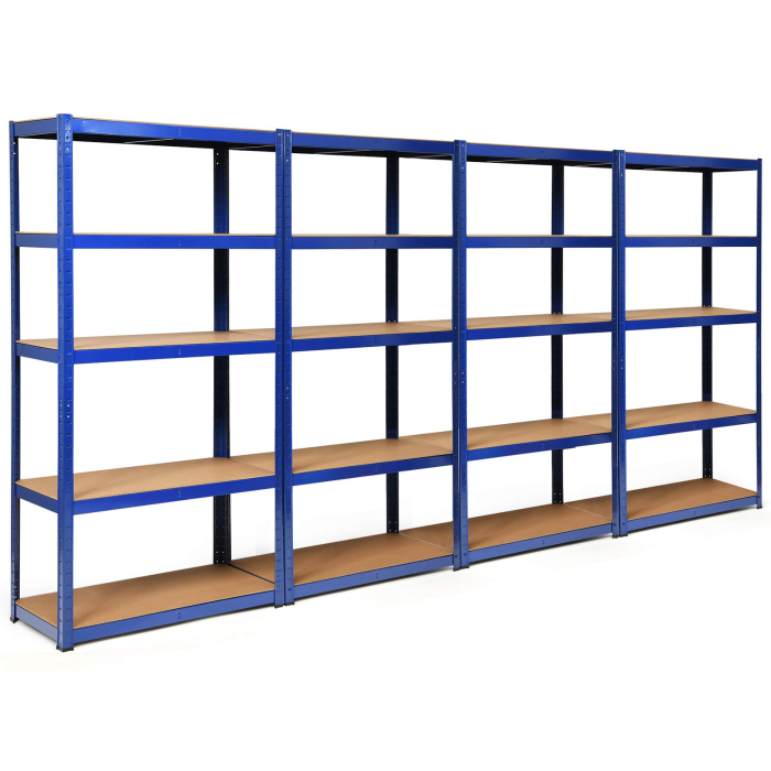 Giantex 2 Pieces Shelving Rack Storage Shelf Steel Garage Utility Rack 5-Shelf Adjustable Shelves - 4 Blue - Image 1