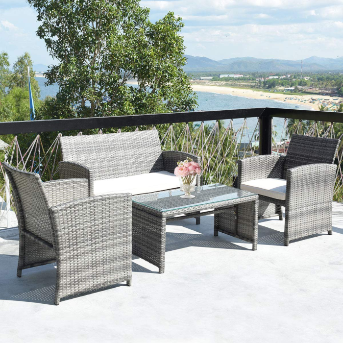 Giantex 4 Pc Rattan Patio Furniture Set - Image 1
