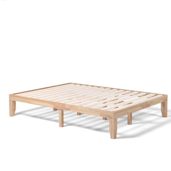 No Box Spring Needed 14 Inch Solid Wood Platform Bed Frame - Wood Queen - Image 1