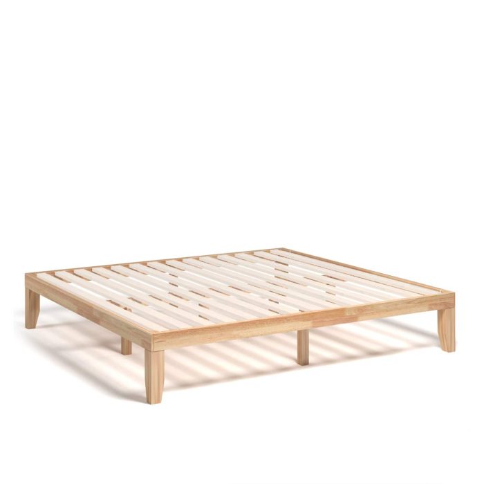 No Box Spring Needed 14 Inch Solid Wood Platform Bed Frame - Wood King - Image 1