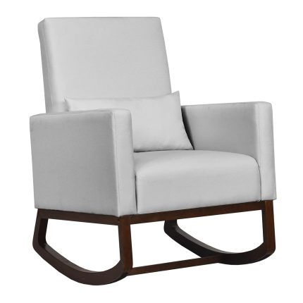 Giantex Upholstered Rocking Chair, Modern High Back Armchair - Sliver 1
