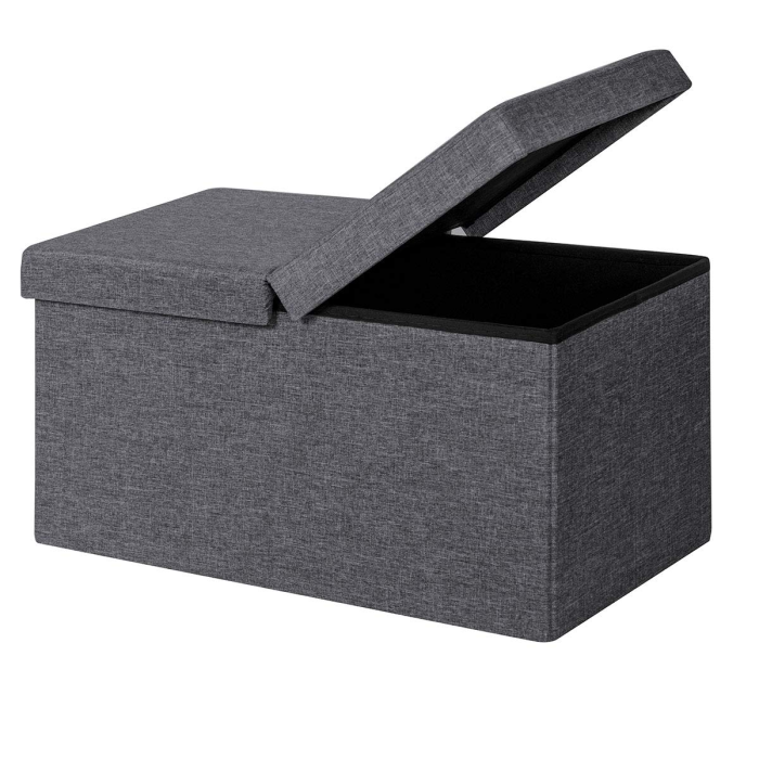 Giantex Folding Storage Ottoman 30 Inches W/ Lift Top - Grey - Image 1