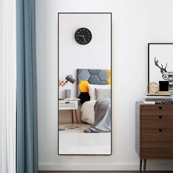CHARMAID Full Length Mirror, 59inch x 22inch Large Rectangle Bedroom Mirror - Black - Image 1