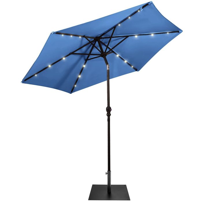 Giantex Patio Umbrella with Umbrella Base Stand 40 LBS Steel - Blue - Image 1