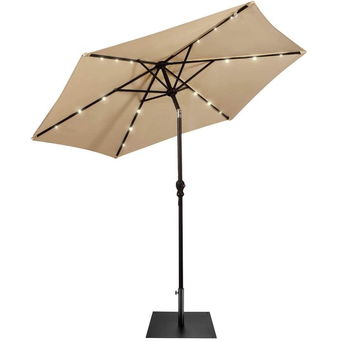 Giantex Patio Umbrella with Umbrella Base Stand 40 LBS Steel - Beige - Image 1
