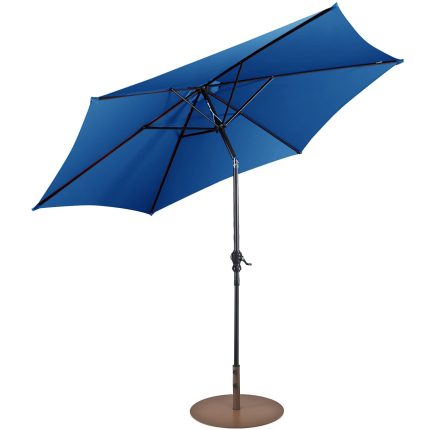 Giantex Patio Umbrella with Base Stand, 10ft Market Umbrella with 59 LBS Heavy-Duty Round Umbrella Stand - Blue