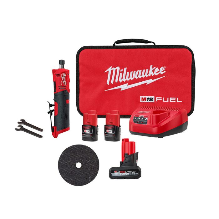 Milwaukee 2486-22 M12 FUEL 12V 1/4" Straight Die Grinder Kit w/ 5AH Battery - Image 1
