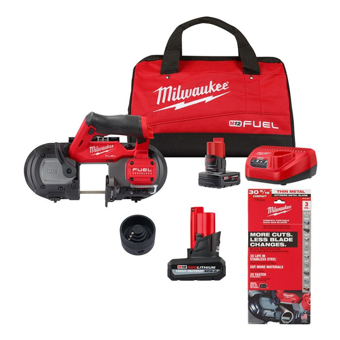 Milwaukee 2529-21XCB M12 FUEL 12V Compact Band Saw Kit w/Blades, and 2 Batteries - Image 1