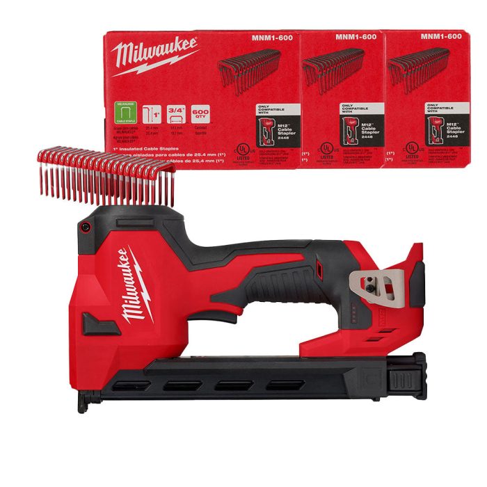 Milwaukee 2448-20 M12 12V Li-Ion Cable Stapler w/ 1800 Staples - Bare Tool - Image 1