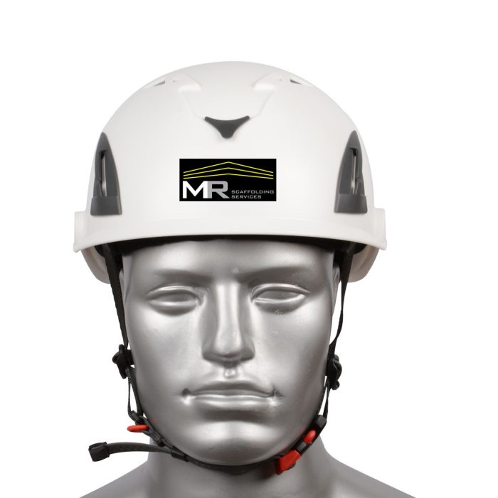 BIGBEN® UltraLite Vented Safety Helmet White c/w MR Scaffolding logo - Image 1