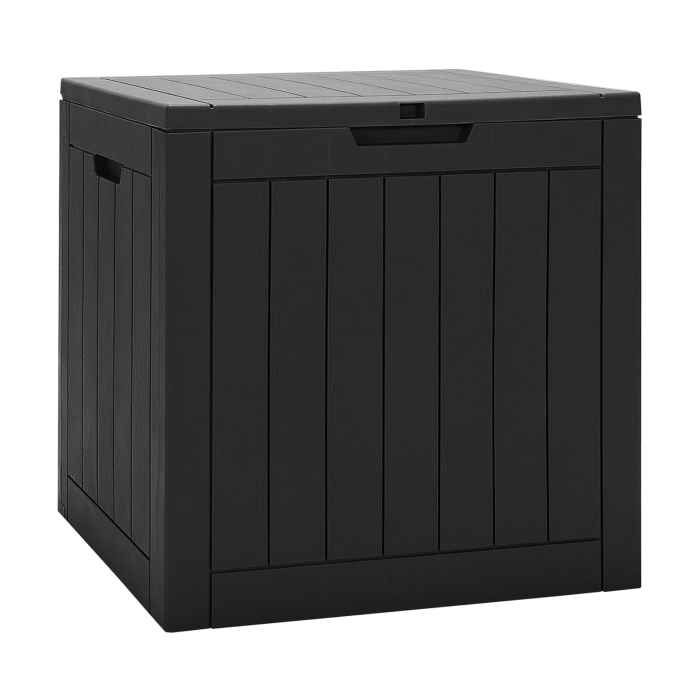 30 Gallon Wood Grain Texture Outdoor Storage Bin(Light Brown) - Black - Image 1