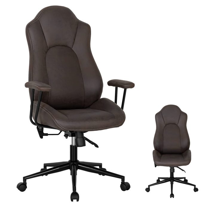 Ergonomic Leathaire Task Chair with Comfortable Padded Seat & Detachable Armrests - Image 1