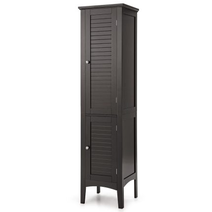Storage Cabinet Bathroom High Cabinet with 5 Tier Shelves - Coffee