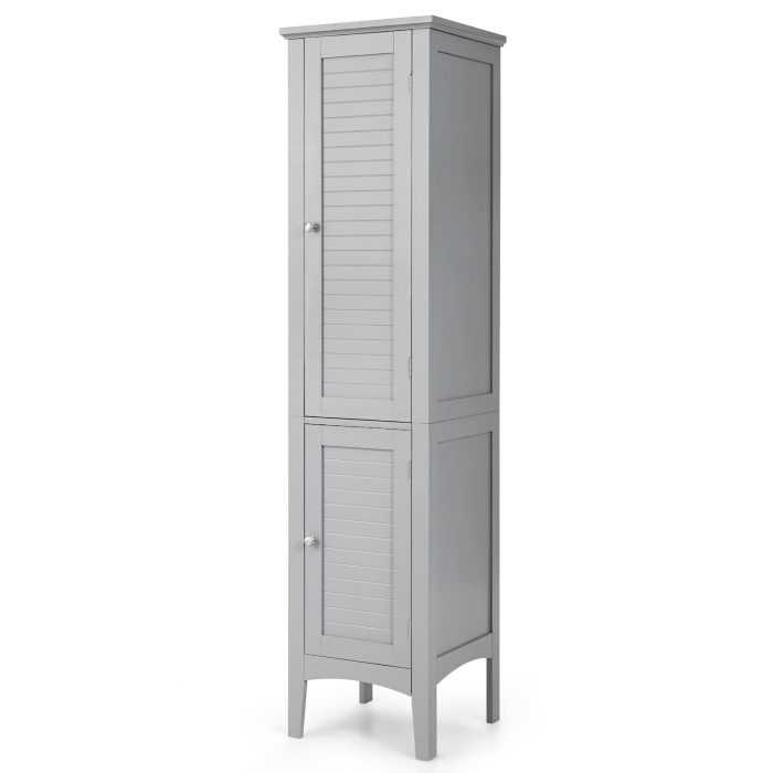Storage Cabinet Bathroom High Cabinet with 5 Tier Shelves - Grey - Image 1