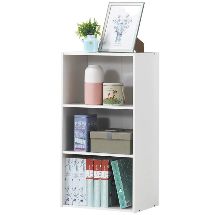 3 Shelf Bookcase Book Shelves Open Storage Cabinet - White 1 - Image 1