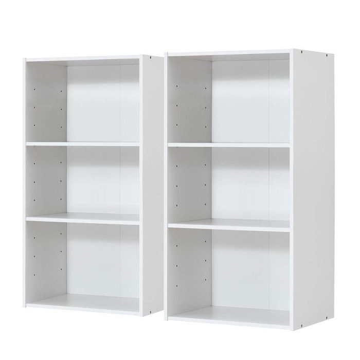 3 Shelf Bookcase Book Shelves Open Storage Cabinet - White 2 - Image 1