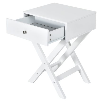 X-Shaped End Table, Modern Sofa Side Table - White 1