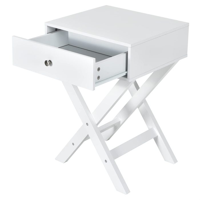 X-Shaped End Table, Modern Sofa Side Table - White 1 - Image 1